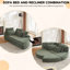 Canapé-lit et fauteuil inclinable semi-circulaire 2 en 1 en velours côtelé de 78,5 pouces avec oreiller cervical et 5 coussins décoratifs