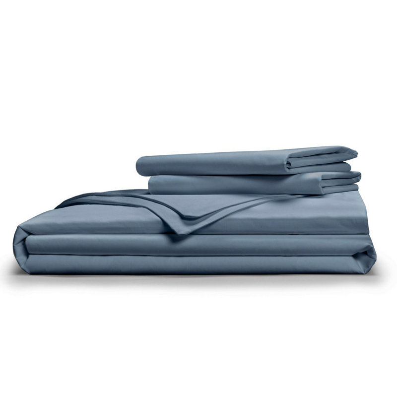 Modern & Contemporary Percale Duvet Cover, Queen Duvet Cover + 2 Standard Shams, Cadet Blue