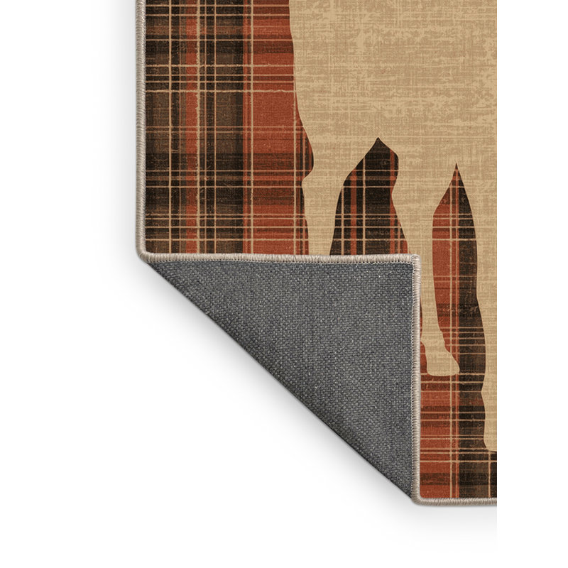Soft Plush Eudy Christmas Modern & Contemporary Abstract Area Rug in Brown – Beige Binding, 6x9