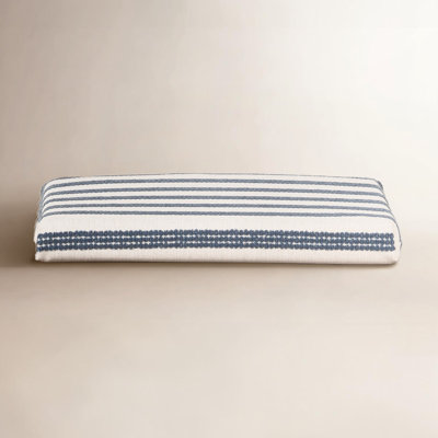 Concorde Twisted Band Marine 2" Textured Stripe Dining Chair Seat Pad with Ties