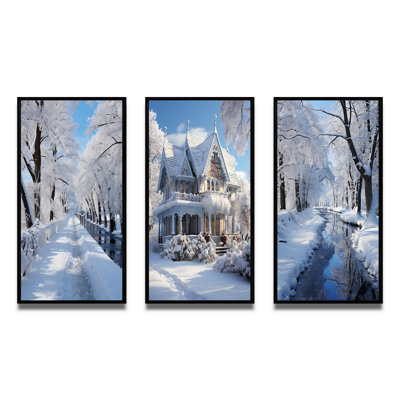 «Winter Snowy Serenity», 3 pièces sur toile