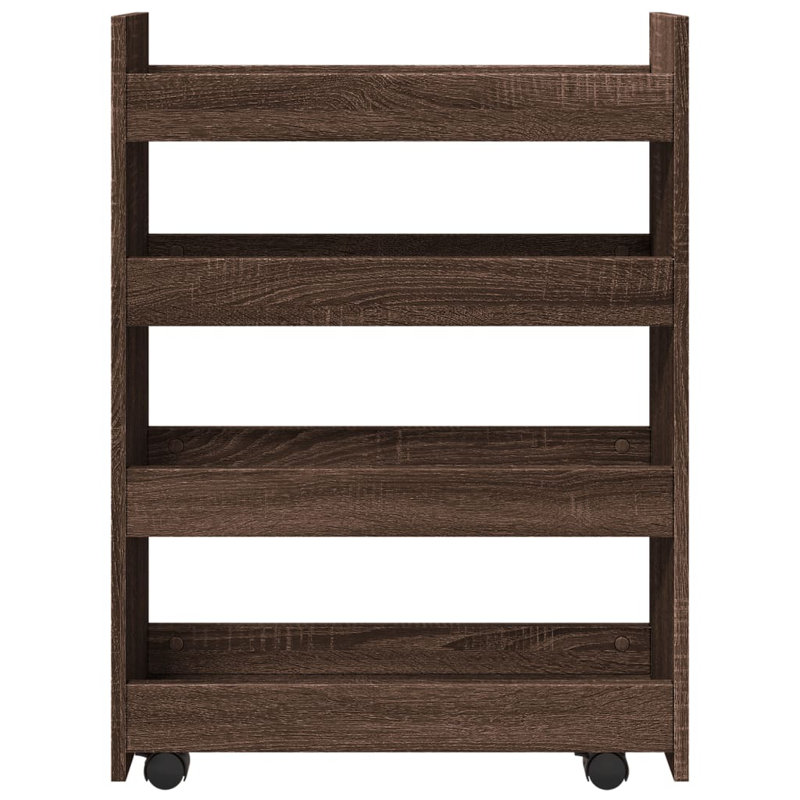 Wood Bar Cart, Brown Oak