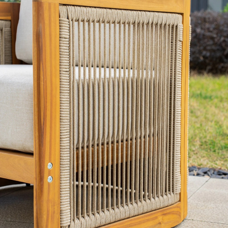 MIMO Outdoor Solid Wood & Rope Sofa, Single