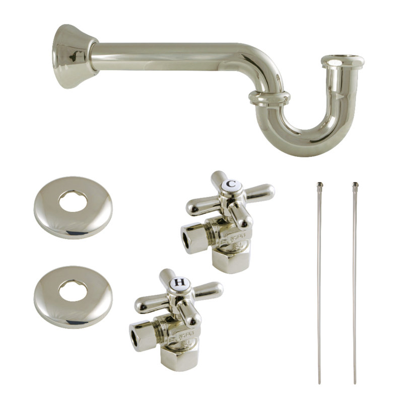 Kingston Brass Trimscape Traditional Plumbing Supply Kit Combo with P-Trap, Polished Nickel