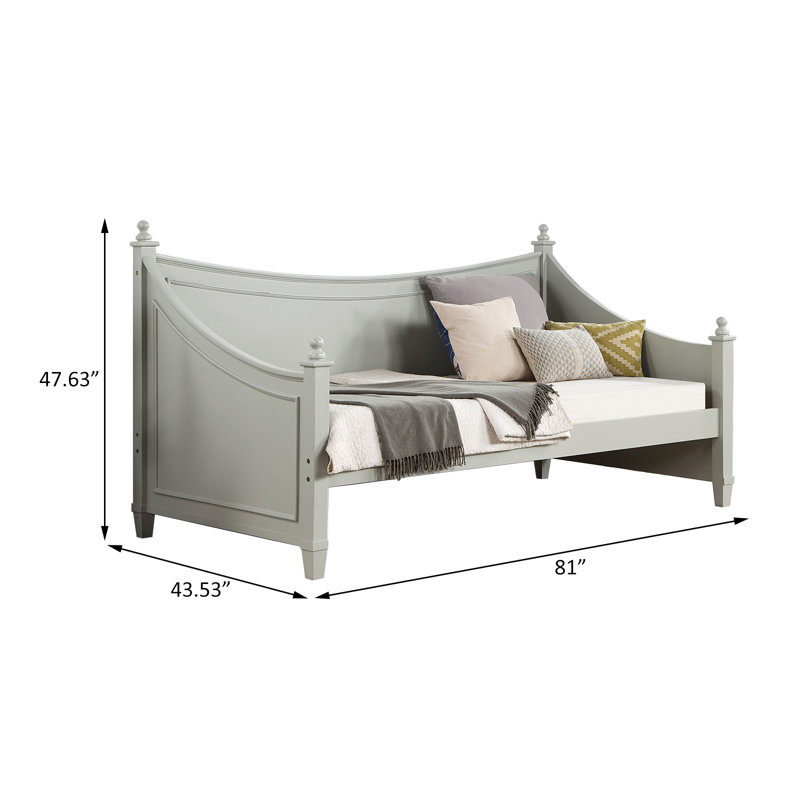 Twin Size Wood Daybed in Light Gray, Gray