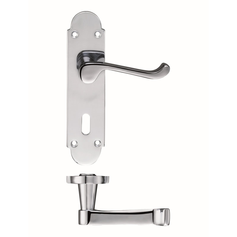 Patternsin Lock Door Handle, Polished Chrome