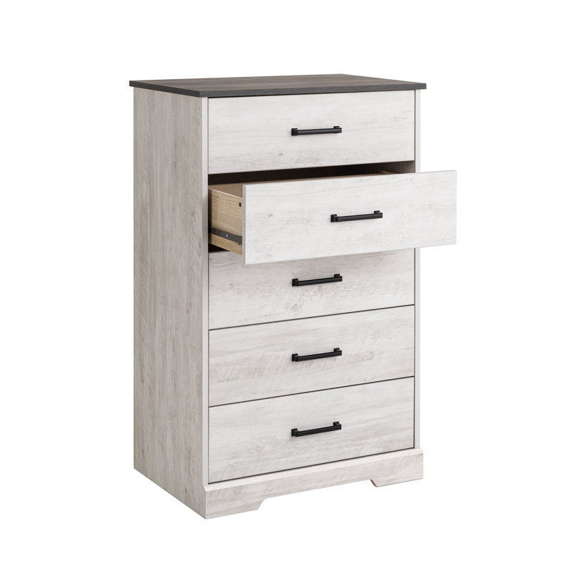 Commode à 5 tiroirs Yazeed, Gris