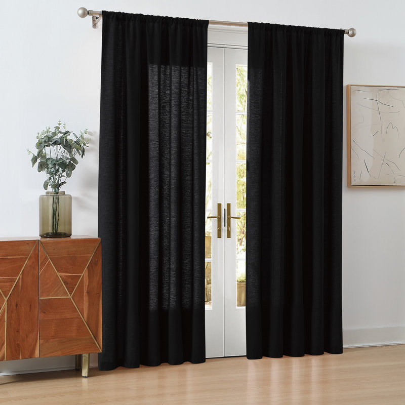 Paire de rideaux en coton Canale, L 50 po x L 96 po, Noir