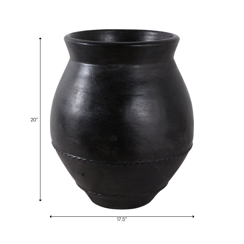 Hooge Pottery Terracotta Vase Handmade Ceramic Decorative Accent Container Artisan Sculpted Clay Pottery Vessel Home Decor Indoor Outdoor Display Handcrafted Pottery Terracotta Vase Artisan Decor