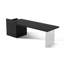 Bureau rectangulaire en bois manufacturé noir + acrylique avec 3 tiroirs-503563510-503563508