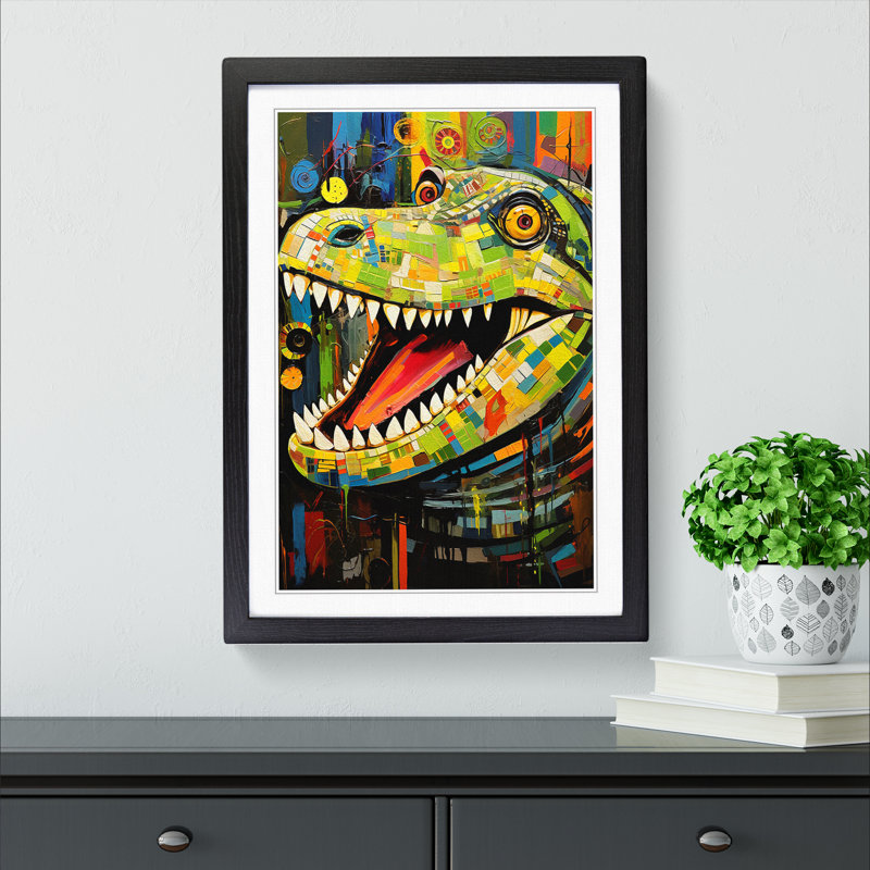 Crocodile Constructivism Art - Framed Print, Black Framed, 34cm H x 25cm W
