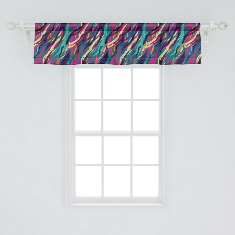 Ambesonne Abstract Valance Pack of 2 Wavy Diagonal Look Stripes Multicolor