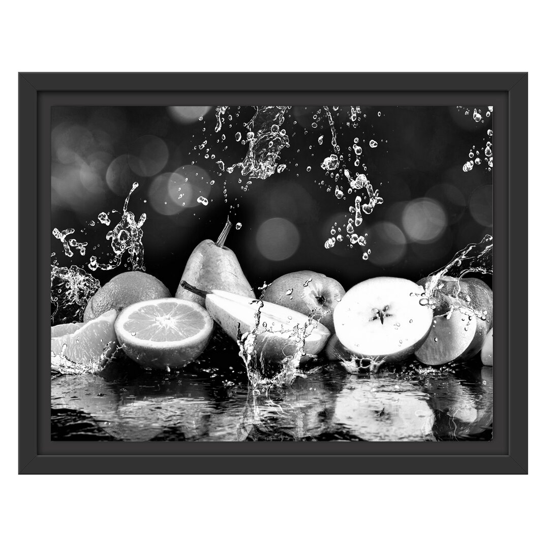 Gerahmtes Wandbild FrüchteWasser Kunst B&W