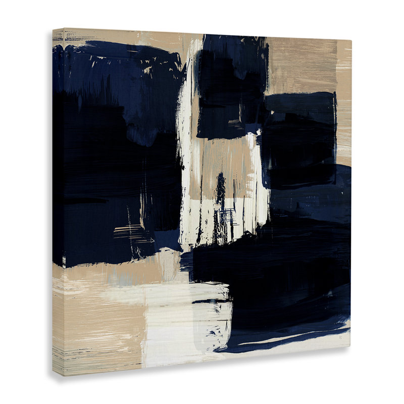 «Restless Blue & Tan Shapes Floater» par Susan Jill, H 24 po x l 24 po