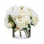Camellias and Peonies in Glass Cylinder Vase