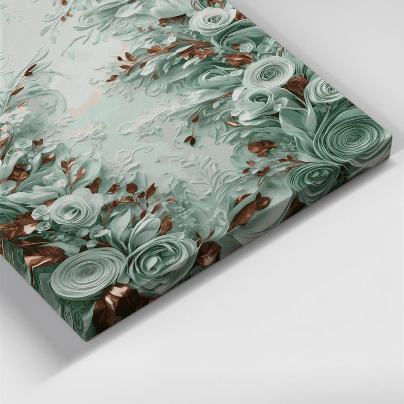 "Abstract Florals" 30, art mural sur toile verte, H 14 po x l 11 po