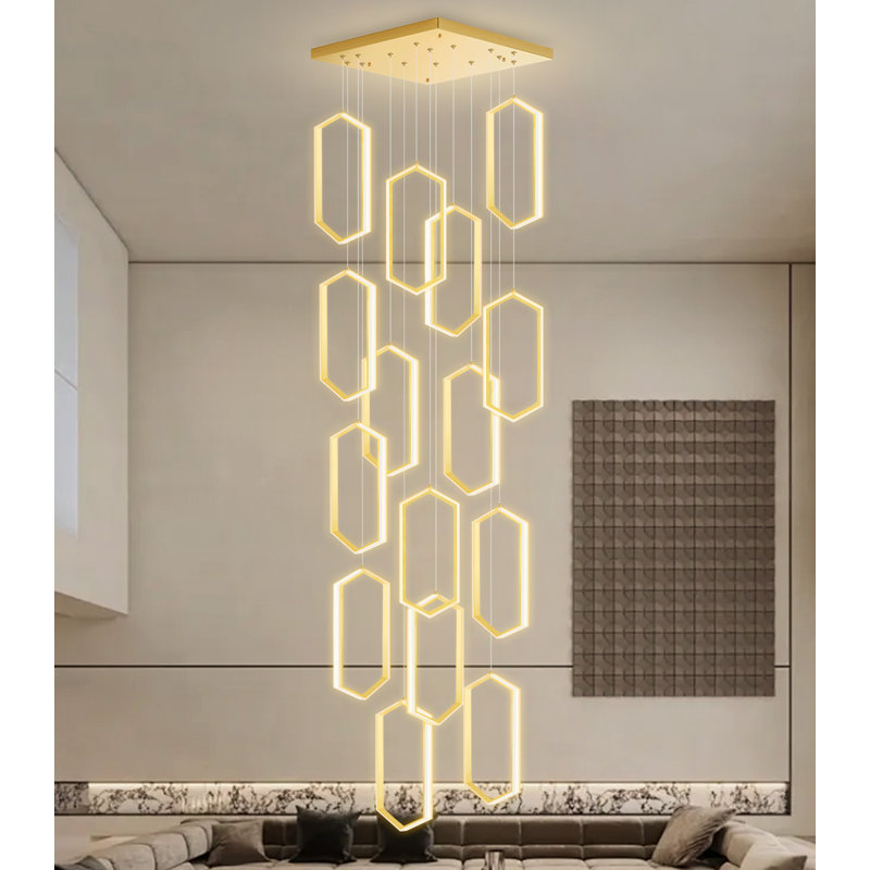 15-ring Modern Led Dimmable Chandelier Black, Gold