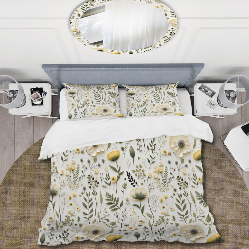 Ensemble de housse de couette Botanical Neutrals Boho, Housse de couette pour grand lit et 2 taies décor