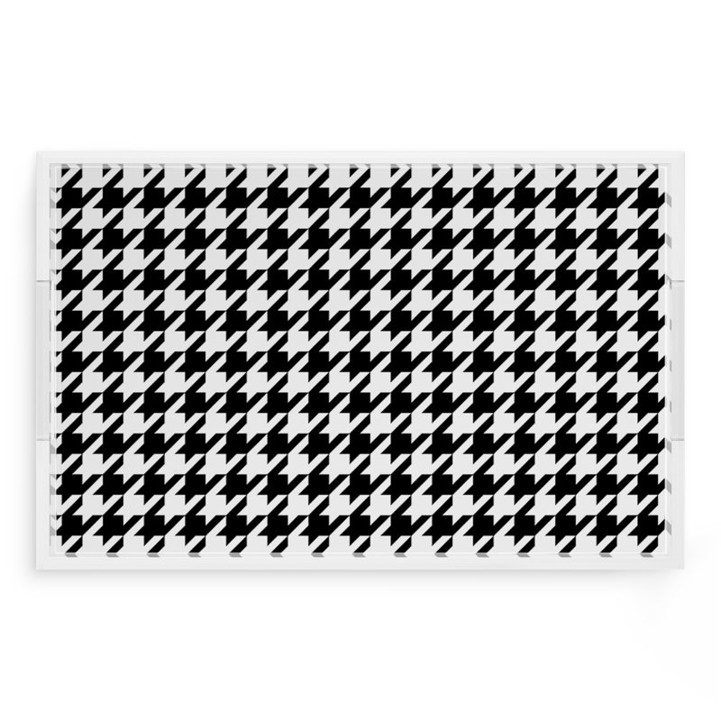 Houndstooth Black White Acrylic Rectangle Decorative Tray, 22.5"W x 14.5"D x 2"H