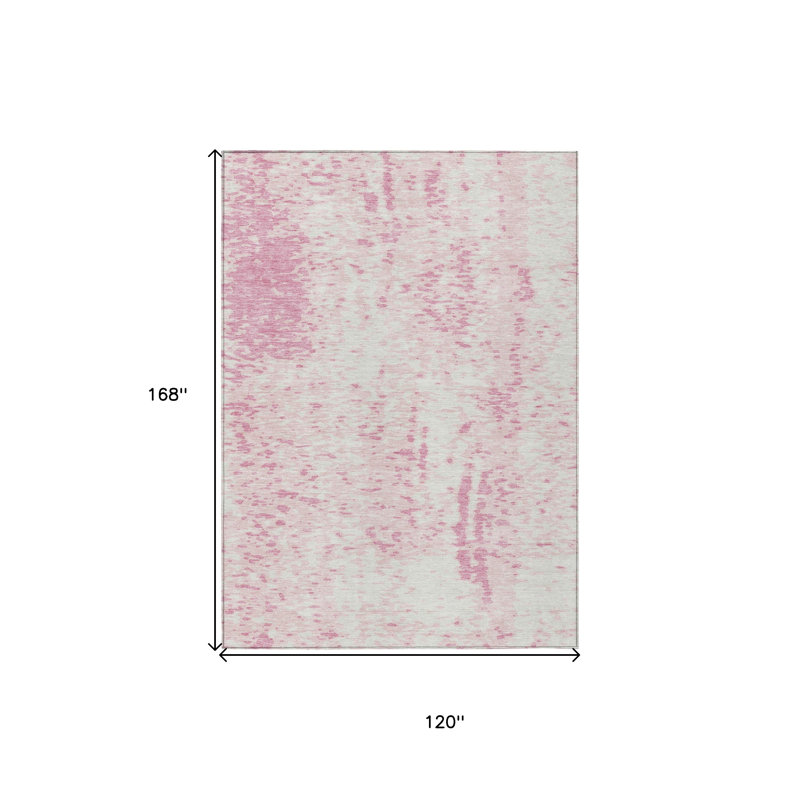 Tapis intérieur lavable abstrait 10 pi x 14 pi rose et ivoire