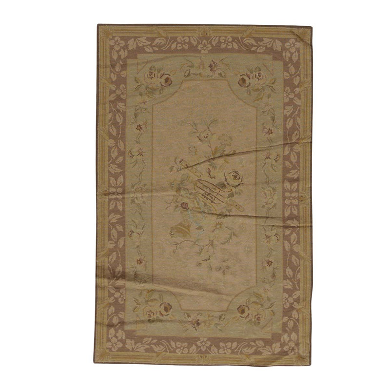 Tapis brun / vert de haute qualité noué à la main