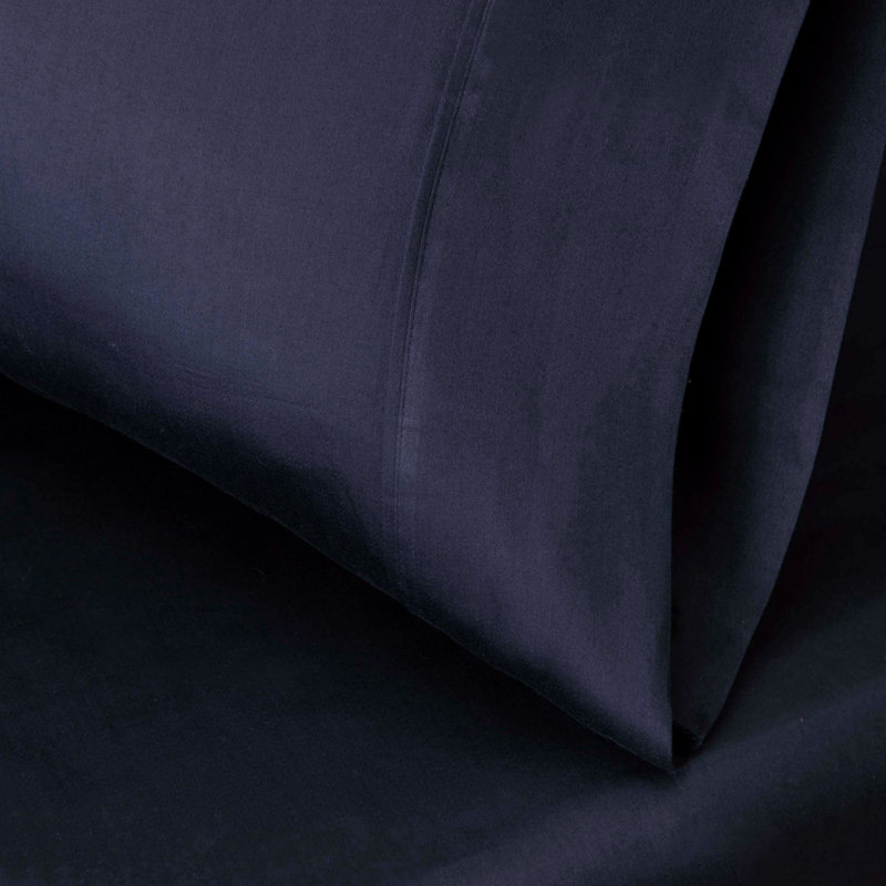 Edmont Certified Egyptian Cotton 530 Thread Count Solid Pillowcase, Standard, Navy Blue