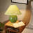 11.81-in Green Snowflake Glossy Ceramic Table Lamp With Fabric Lamp Shade-2065283446