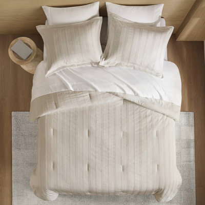 7 édredons tissés rayés pour matelas très grand, avec revers en microfibre soyeuse et taies d'oreiller, rembourrage respirant et confortable pour la chambre à coucher, microfibre légère, taies décoratives modernes