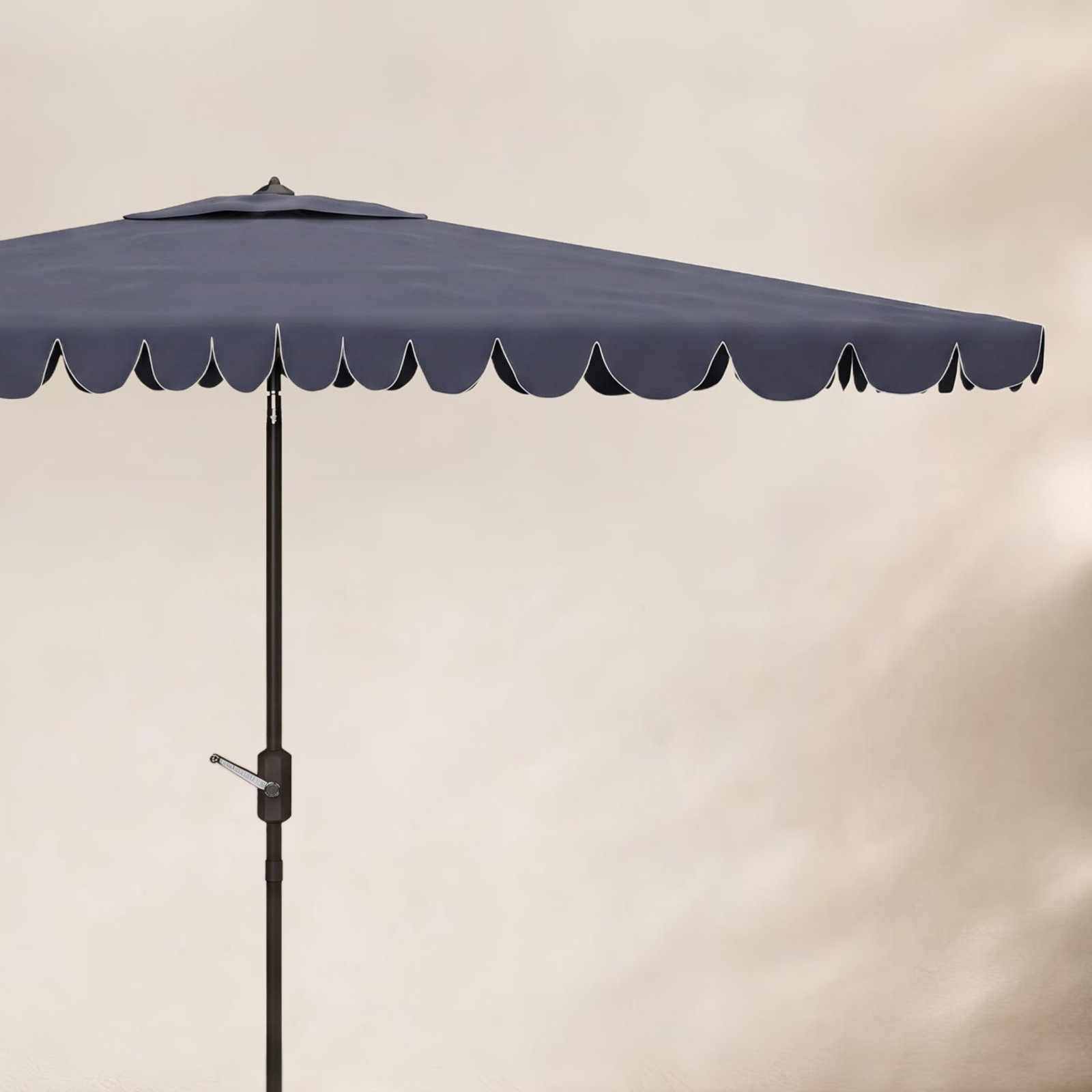 Teo 9.8' Market Umbrella, Brown, Navy/White