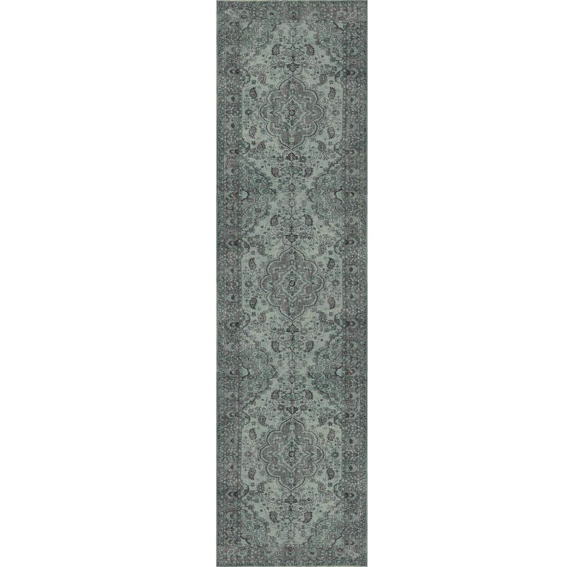 Tapis vert à motif tissé rétro, Carré 5 pi