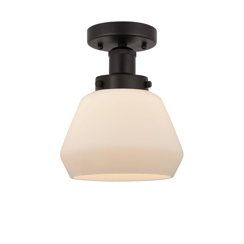 Plafonnier semi-encastré en verre Cahn, Blanc mat, Bronze huilé