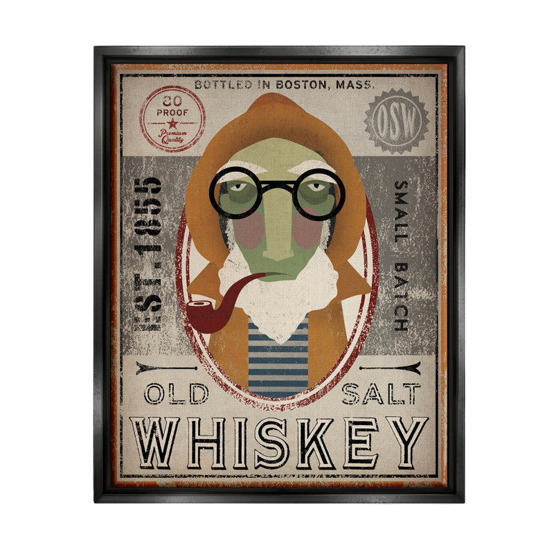 «Vintage Whiskey Logo Sign» par Ryan Fowler - impression sur toile, Cadre flottant noir de jais, H 21 po x l 17 po x P 1,7 po