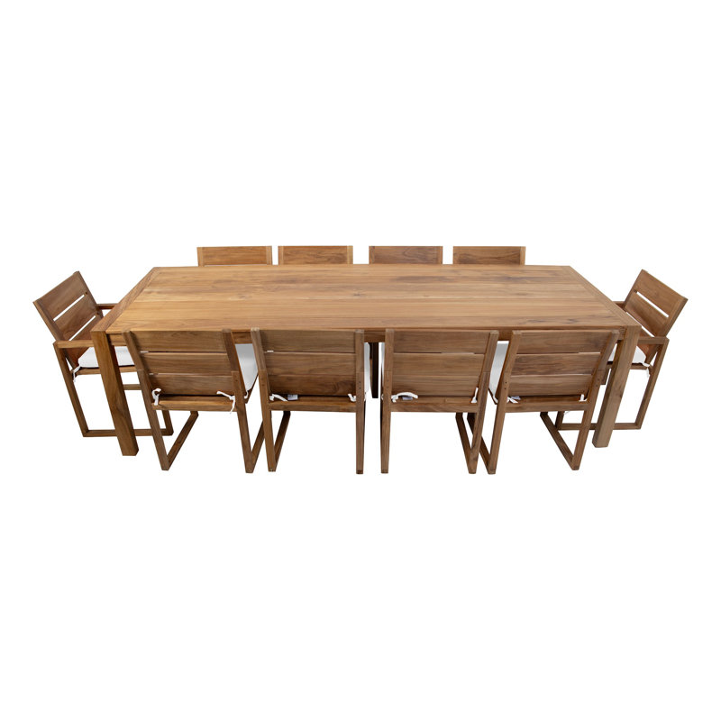 Venice 11 - Piece Solid Wood Dining Set, White