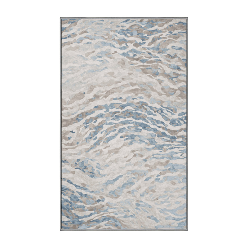 Machine Washable Gray Area Rug, Rectangle 6' x 9'