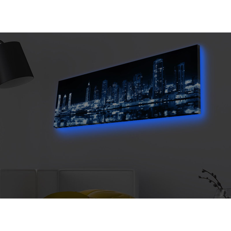 Stunning LED Lighted Canvas Painting, 11.8 x 35.4 inches | 100% Suede Canvas with 100% Wooden Frame (Thickness: 1.2 inches) | Battery Powered (1 x 9V, Not Included) | Perfect for Home Decor & Ambiance