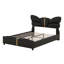Structure de lit double avec tête et pied de lit papillon, lit plateforme tapissier en similicuir avec décor en métal doré-87395591