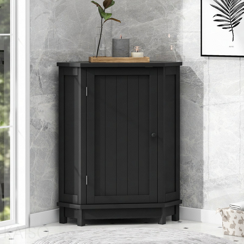 Armoire de salle de bain Armoire de rangement de coin triangulaire avec tablettes réglables
