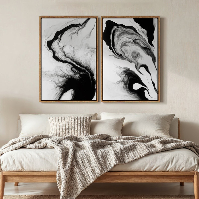 Art mural encadré sur toile, rétro muraux abstraits pour chambre à coucher, Naturel, H 24 po x l 16 po