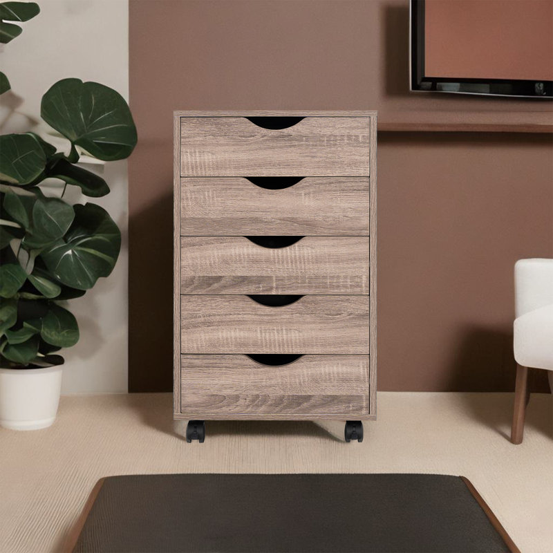 5-Drawer Rolling Office File Cabinet with Wheels, Under-Desk Storage Organizer for Documents, Files & Supplies – Home Office Filing Cabinet for Small Spaces, Mobile Storage Solution