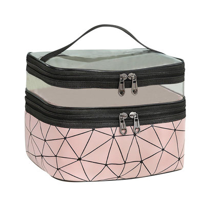 Sac fourre-tout à fermeture à glissière, sac de voyage pour salle de bain portable dans un sac à cosmétiques double couche en PVC transparent