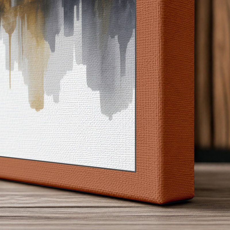 Mirrored Metropolis Modern - Wrapped Canvas, 36x24 - 91.4 x 61.0 cm, Terracotta Border