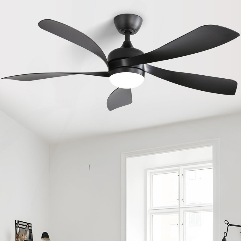 52 Inch Modern Ceiling Fan With 3 Colour Dimmable 5 ABS Blades Remote Control Reversible DC Motor With Led Light