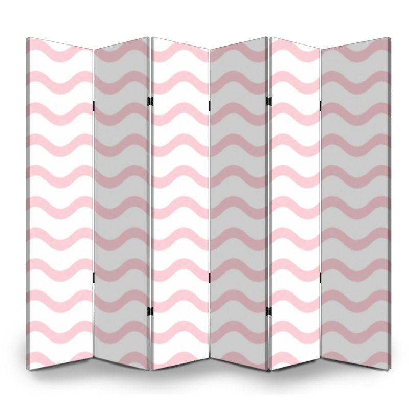 Cloison pliante à 6 panneaux avec paravent minimaliste en toile rose et blanche, null, null