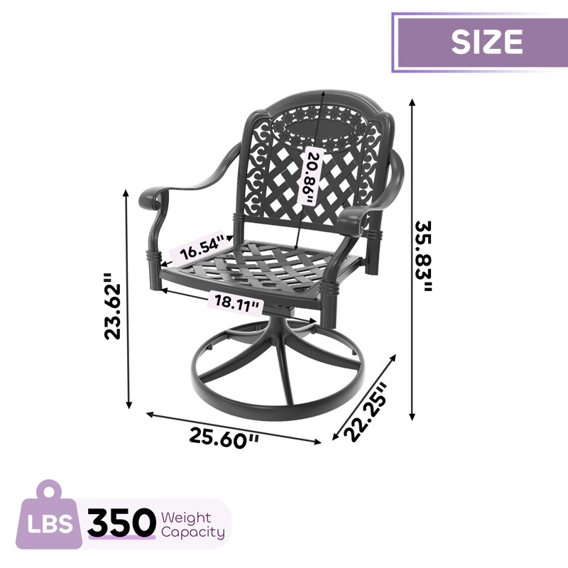 Ensemble de salle à manger 2 personnes 26,77 "avec trou pour parasol et 2 chaises pivotantes avec coussins rouges 26,77"