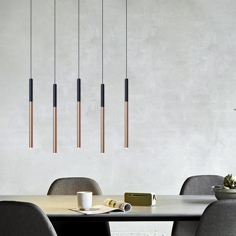 Baileyton 5 - Light Kitchen Island Pendant, Black Top/Brushed Copper