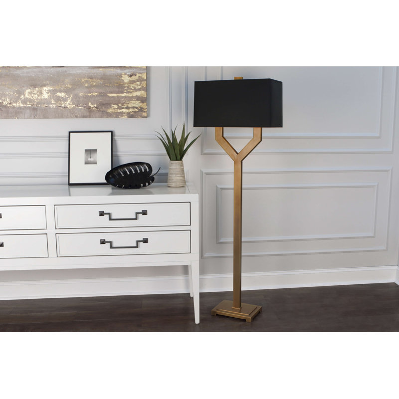 Valerie Floor Lamp, Black, Vintaged Brass