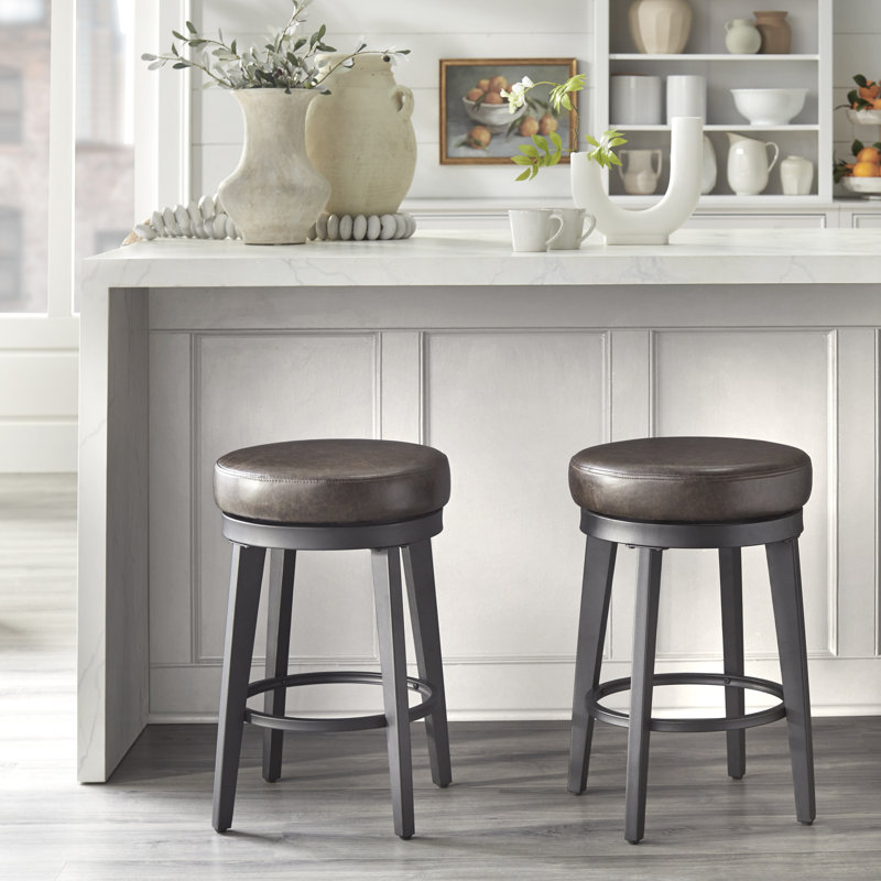 Tabouret de bar pivotant 30,5 po Gadberry, Noir, Brun, 30.5"