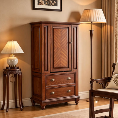 Commode à bijoux vintage en bois massif avec miroir de maquillage