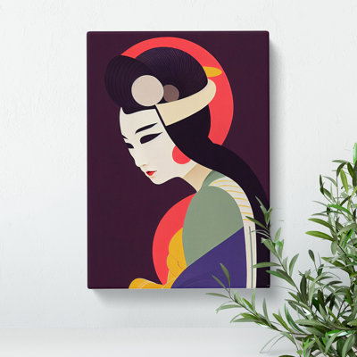 Geisha In Abstract No.3 - Wrapped Canvas