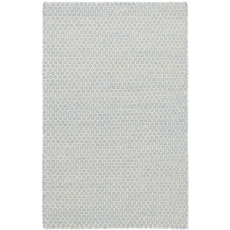 Honeycomb Handwoven Wool Rug, Rectangle 9'6" x 13'6", French Blue/Ivory